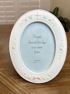 Amscan White Oval Baby Frame with Pink and Pastel Accents